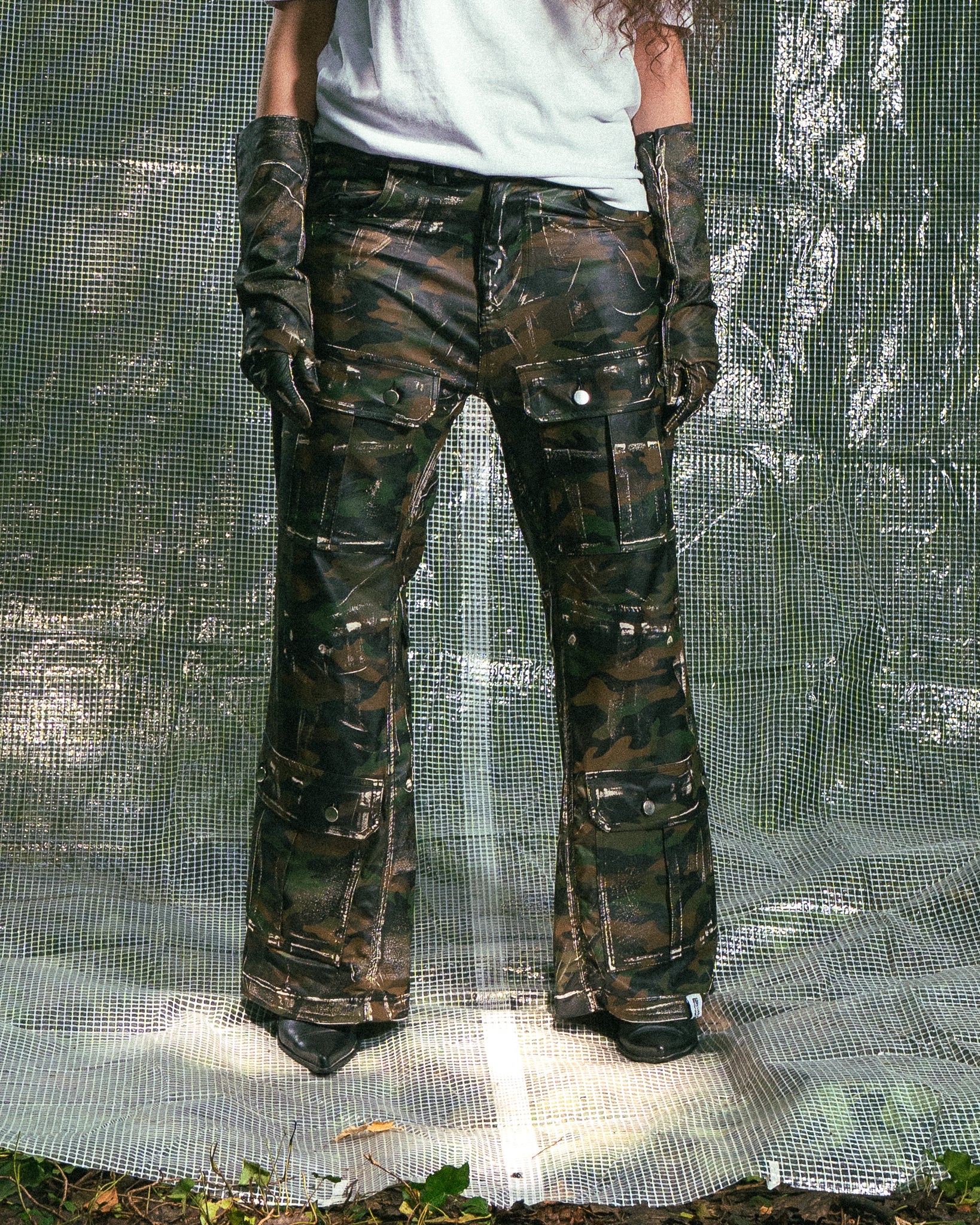 Pantalon en Similicuir Camo
