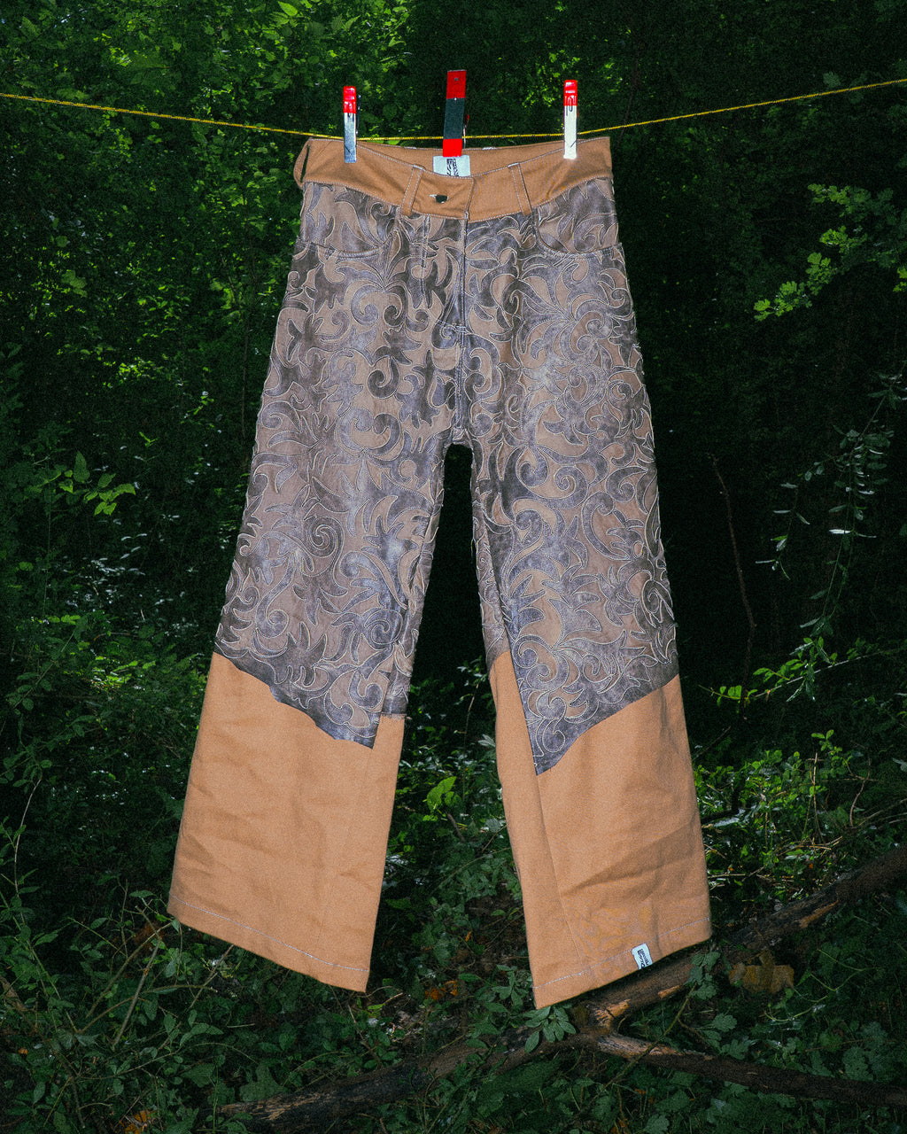 Pantalon Bicolore en Cuir Véritable
