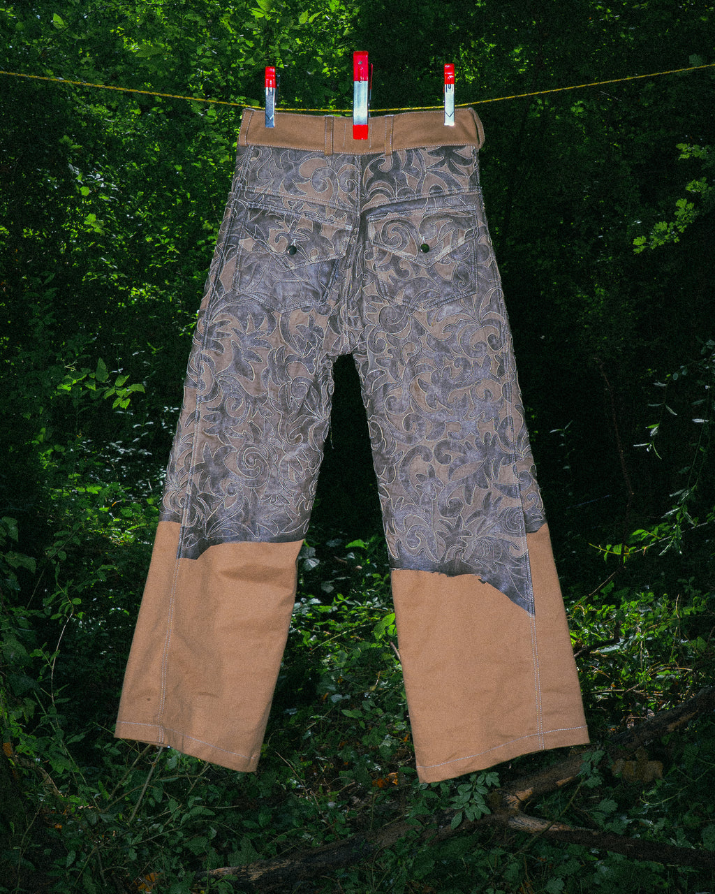 Pantalon Bicolore en Cuir Véritable