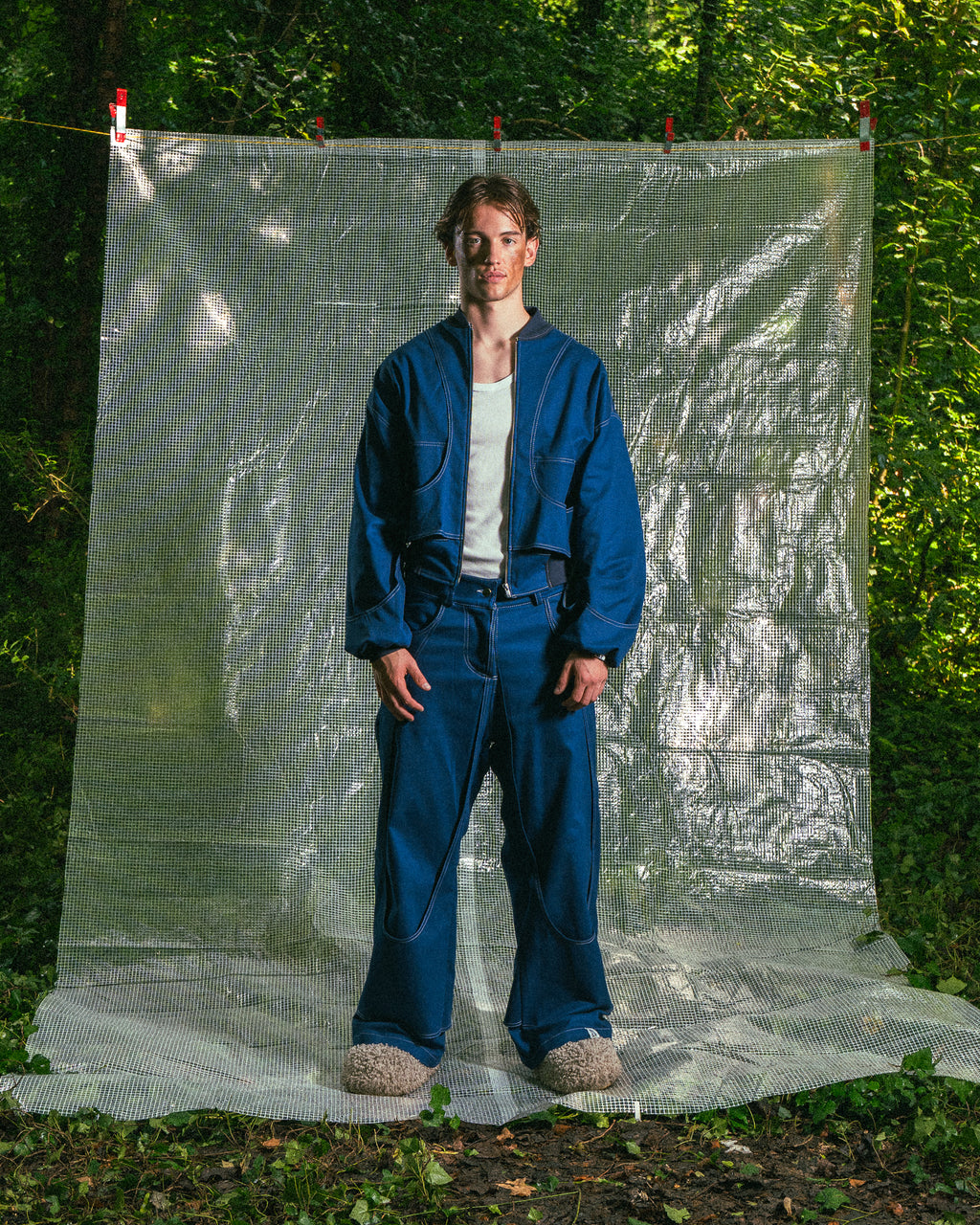 Pantalon à Empiècements Bleu de Travail