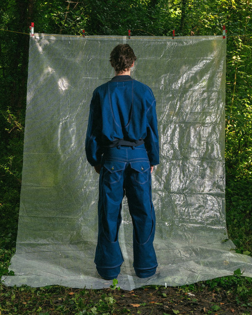 Pantalon à Empiècements Bleu de Travail