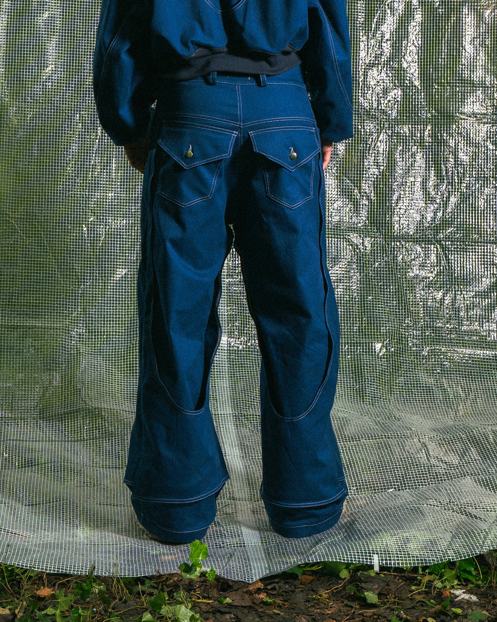 Pantalon à Empiècements Bleu de Travail