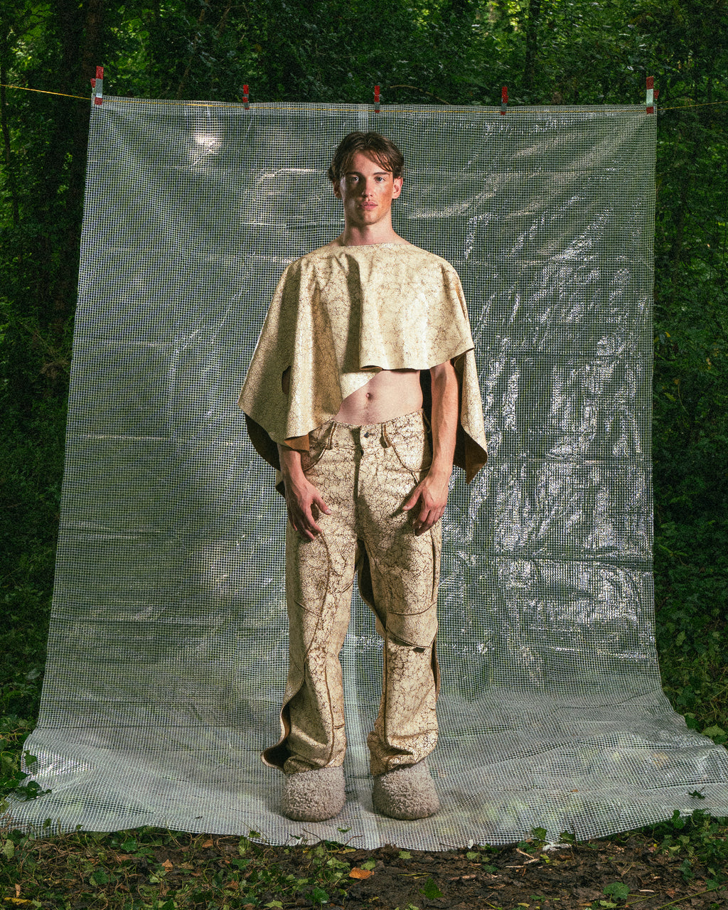 Pantalon en Cuir Véritable Craquelé