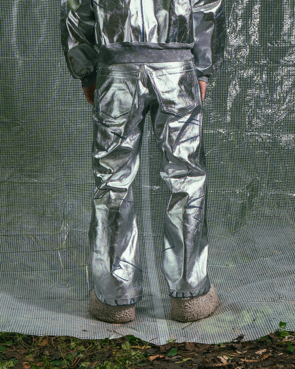 Pantalon en Jean Argenté