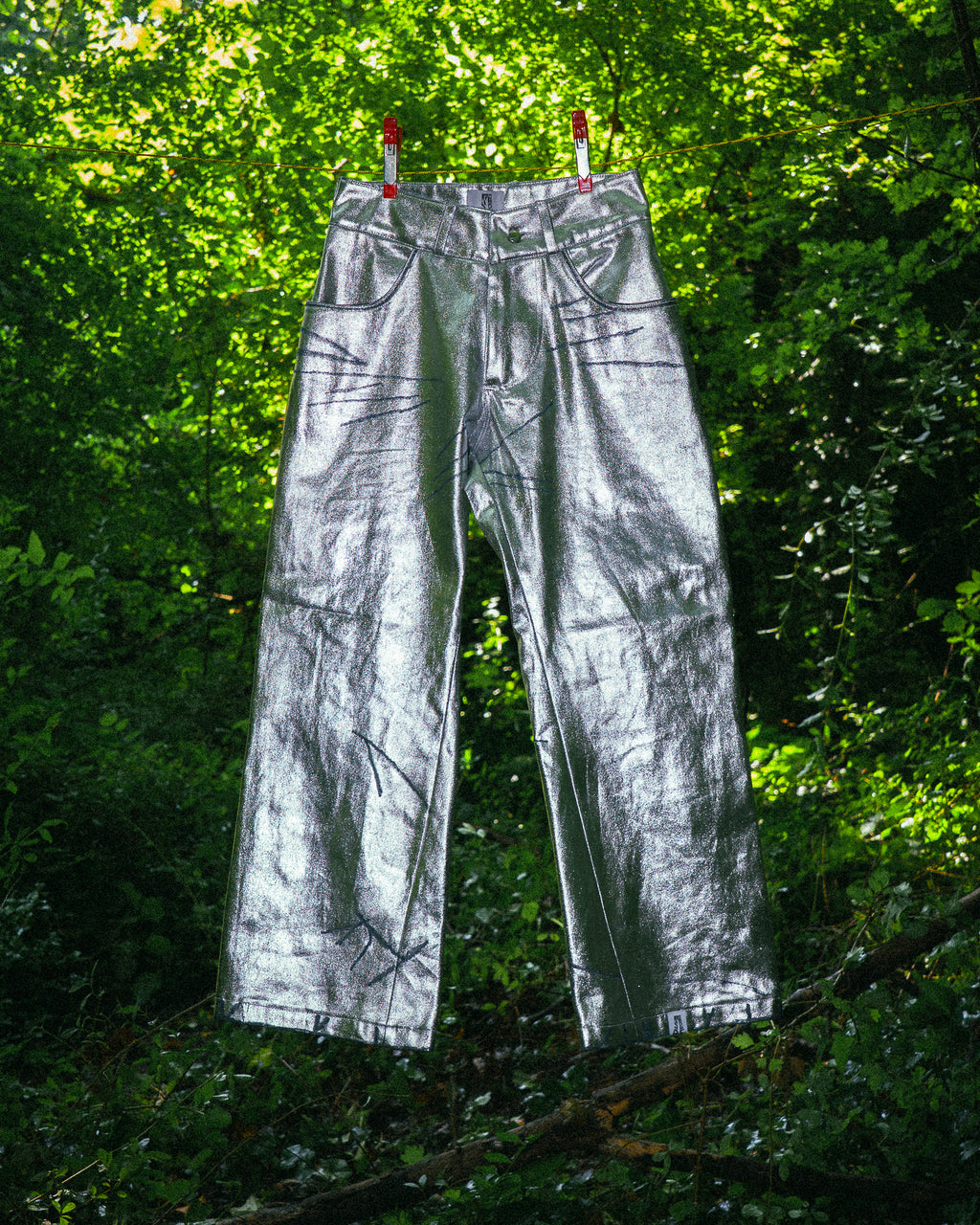 Pantalon en Jean Argenté