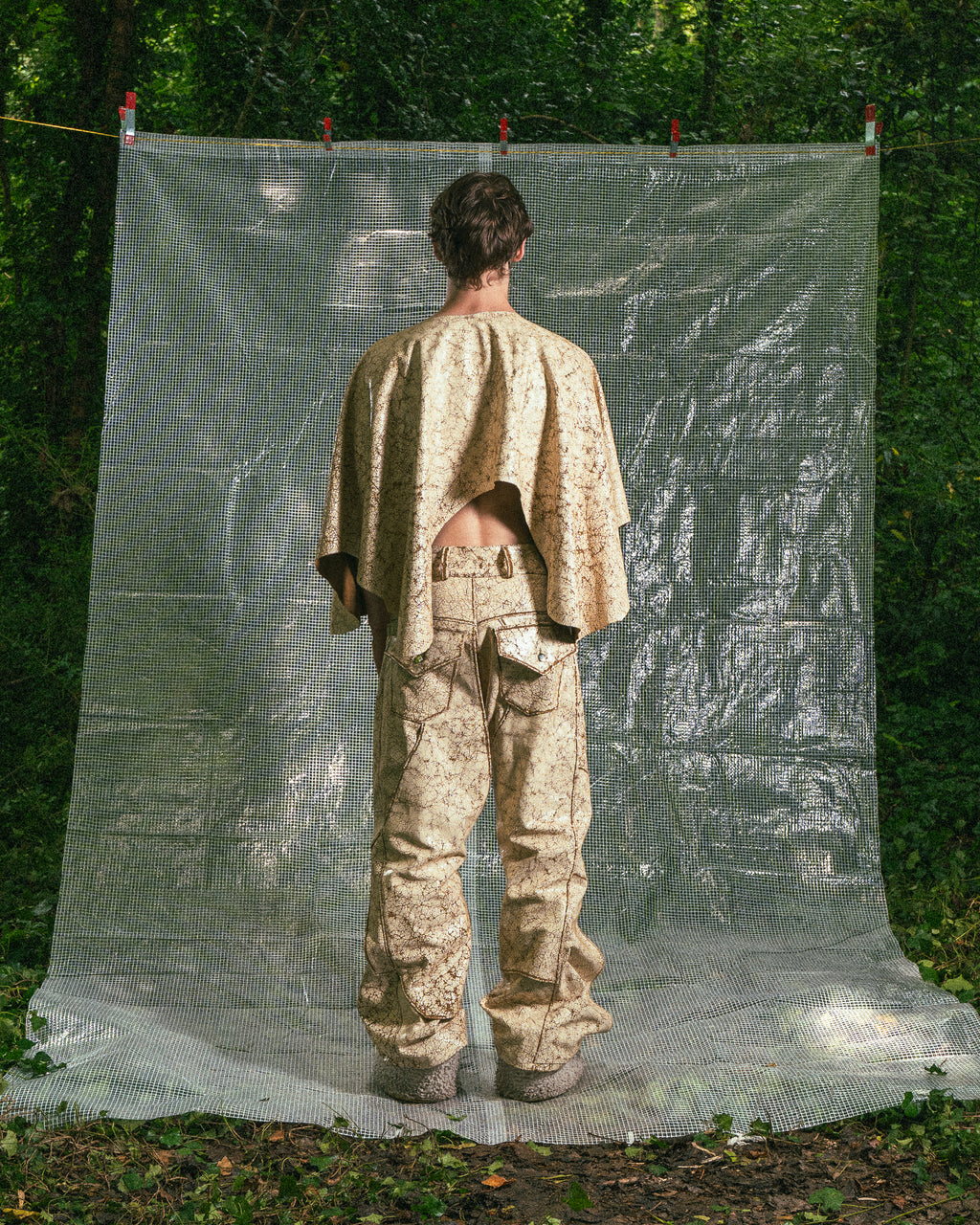 Pantalon en Cuir Véritable Craquelé