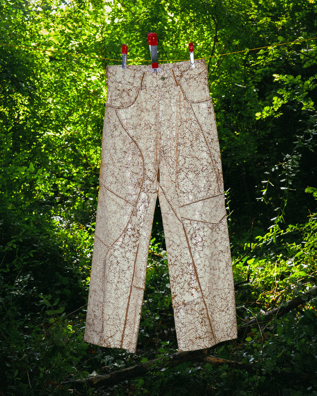 Pantalon en Cuir Véritable Craquelé