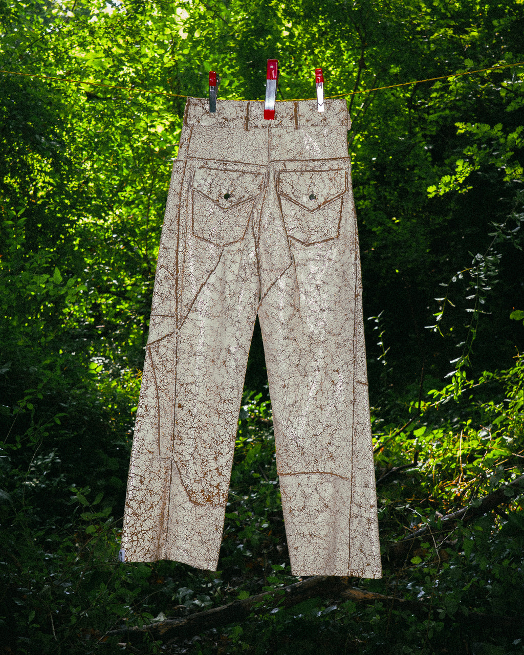 Pantalon en Cuir Véritable Craquelé