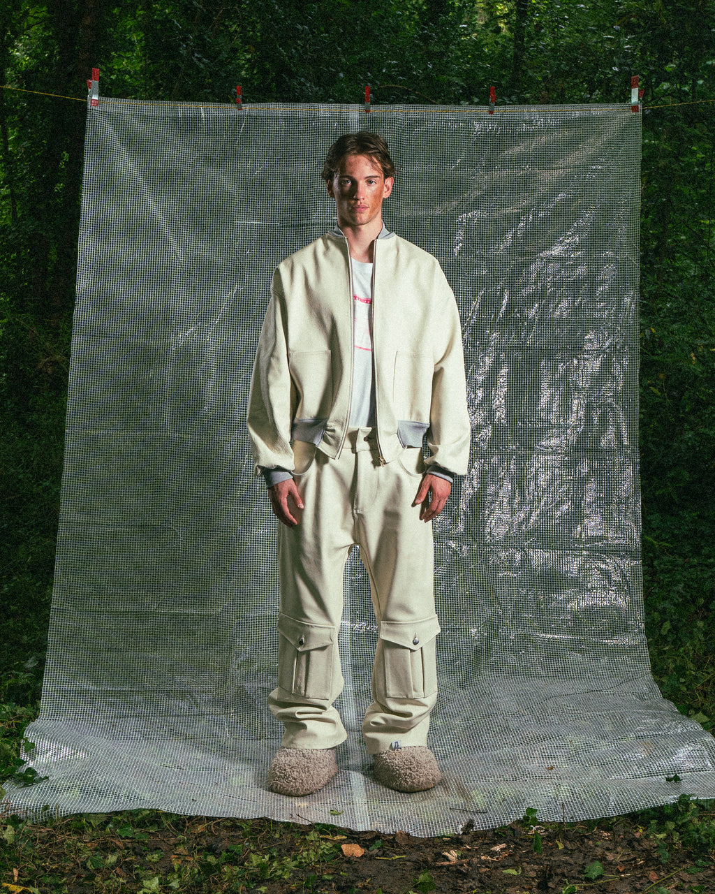 Pantalon en Cuir Véritable Crème