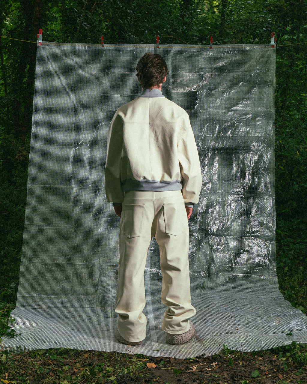 Pantalon en Cuir Véritable Crème