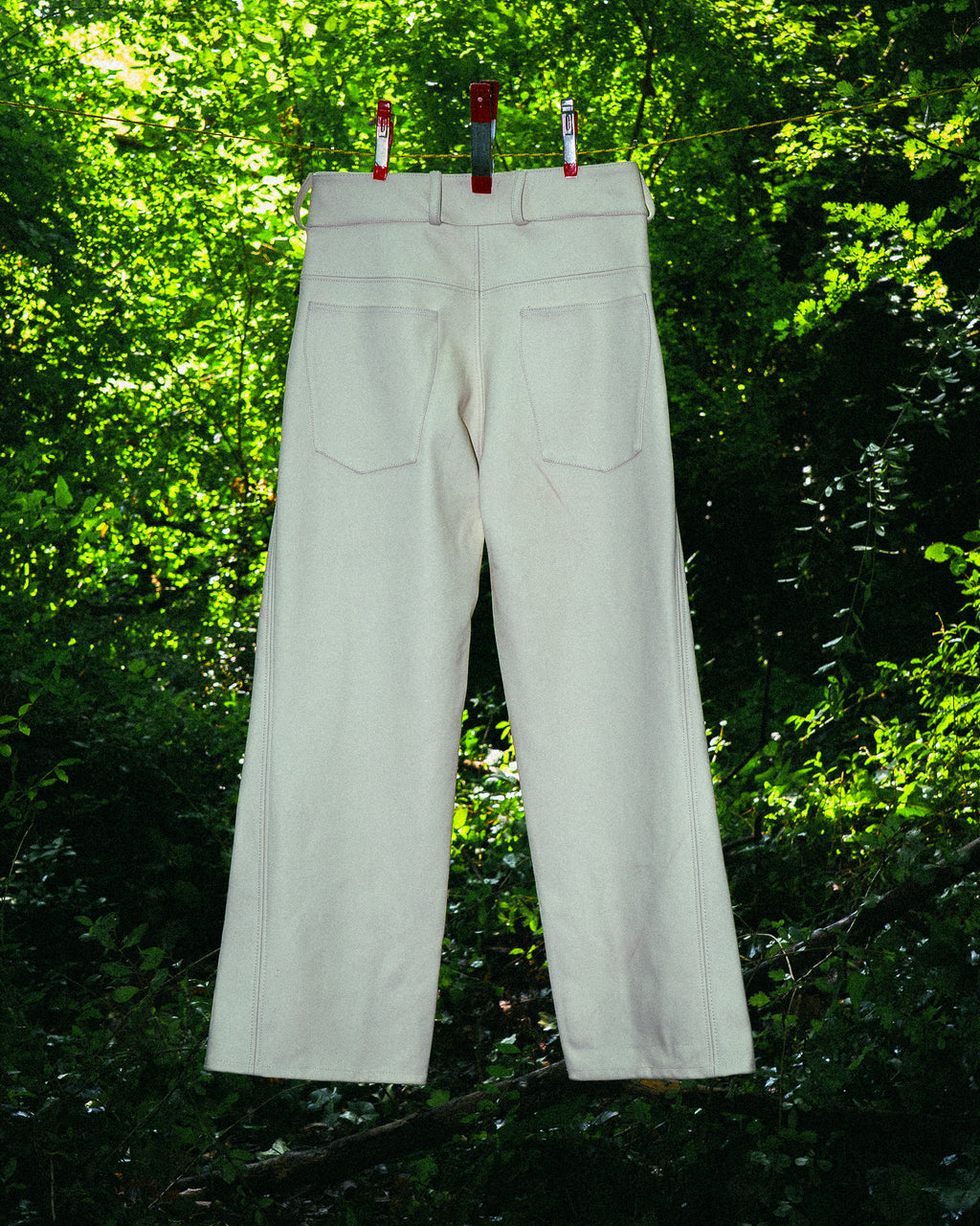 Pantalon en Cuir Véritable Crème