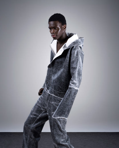 VESTE CUIR VERITABLE EFFET VIEILLI