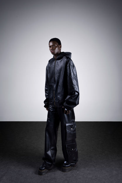 PANTALON CUIR VERITABLE NOIR
