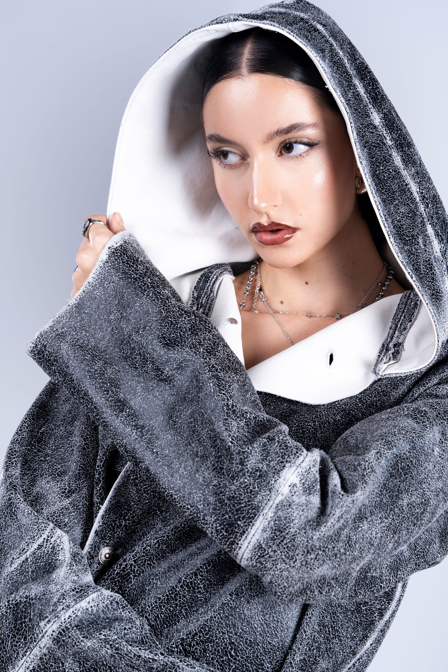 VESTE CUIR VERITABLE EFFET VIEILLI