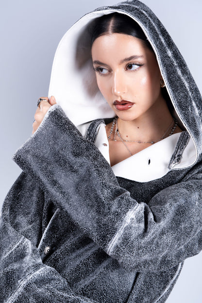 VESTE CUIR VERITABLE EFFET VIEILLI