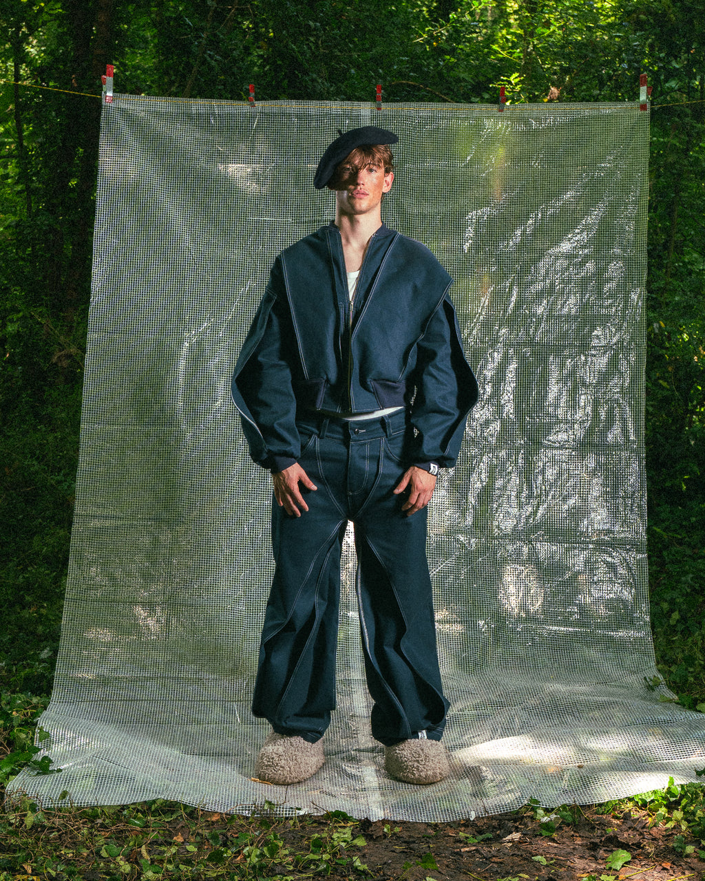Pantalon à Empiècements Bleu de Prusse