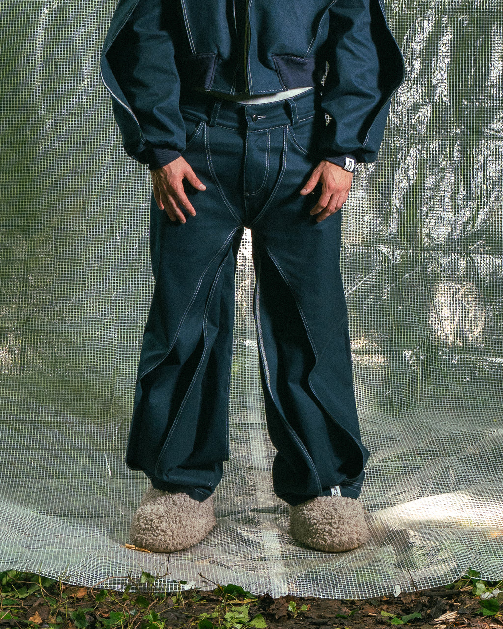 Pantalon à Empiècements Bleu de Prusse