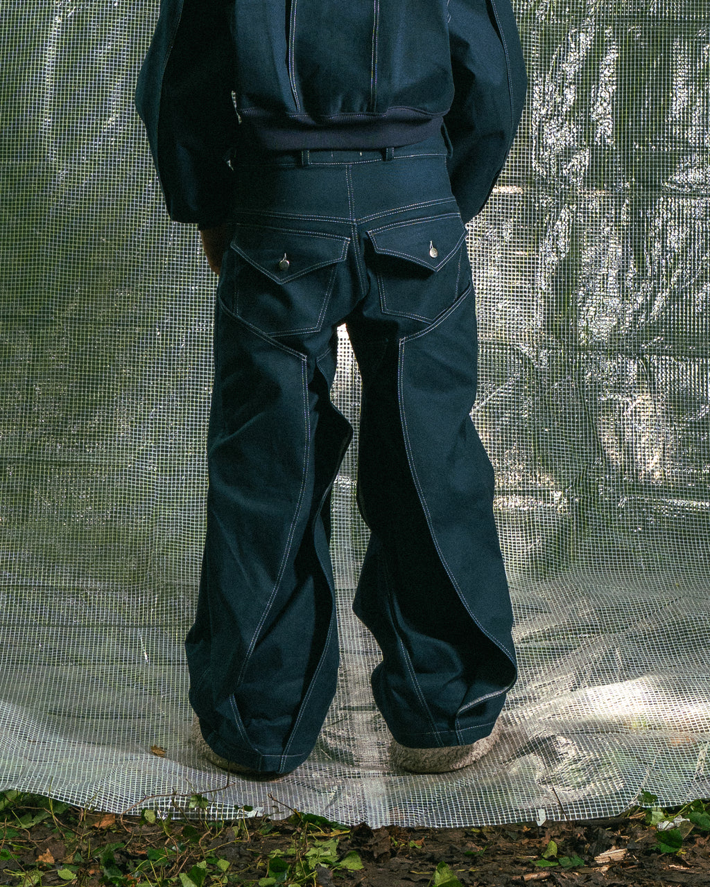 Pantalon à Empiècements Bleu de Prusse