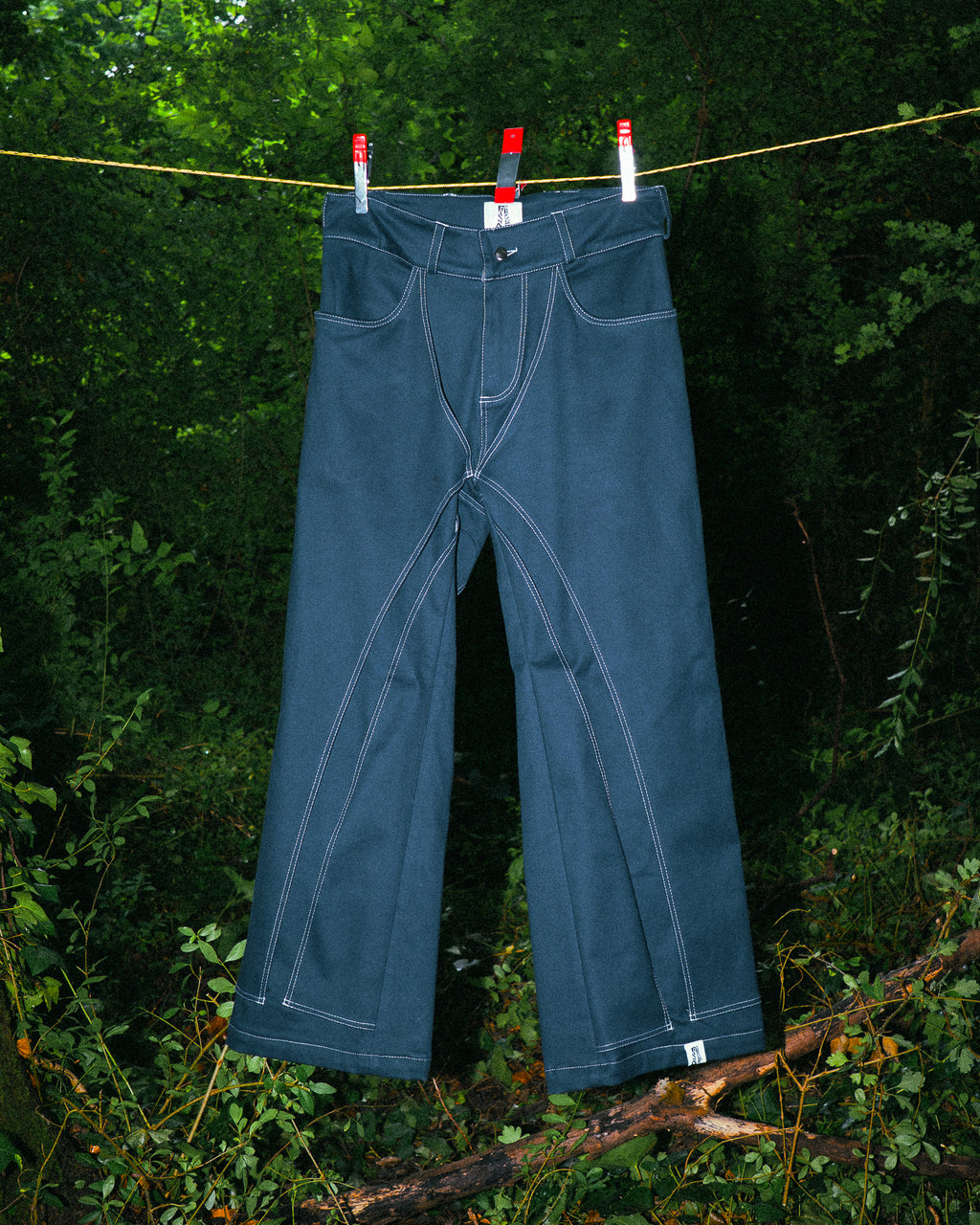 Pantalon à Empiècements Bleu de Prusse