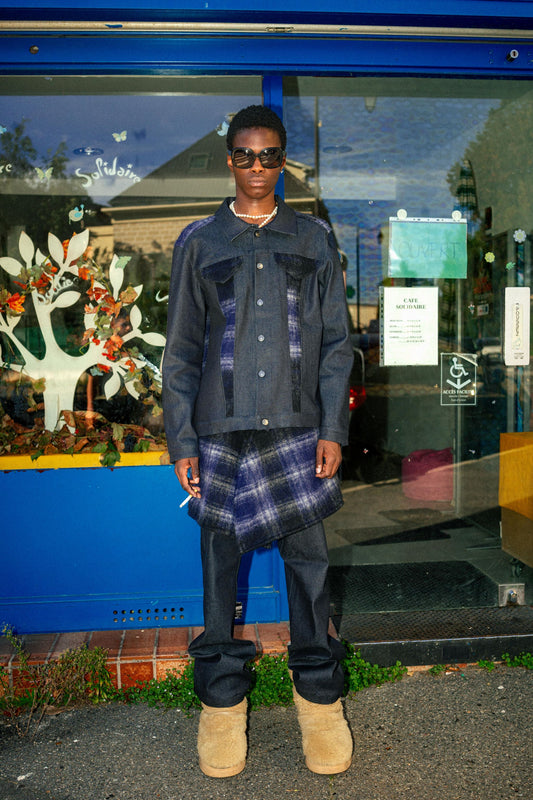 Veste en jean et en laine