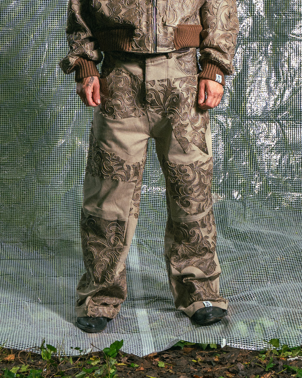 Pantalon Patchwork en Cuir Véritable