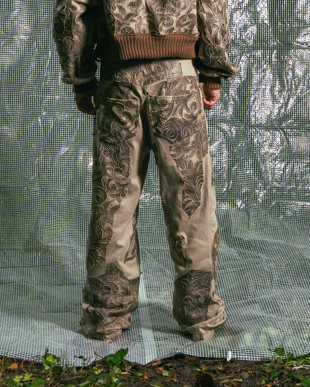 Pantalon Patchwork en Cuir Véritable