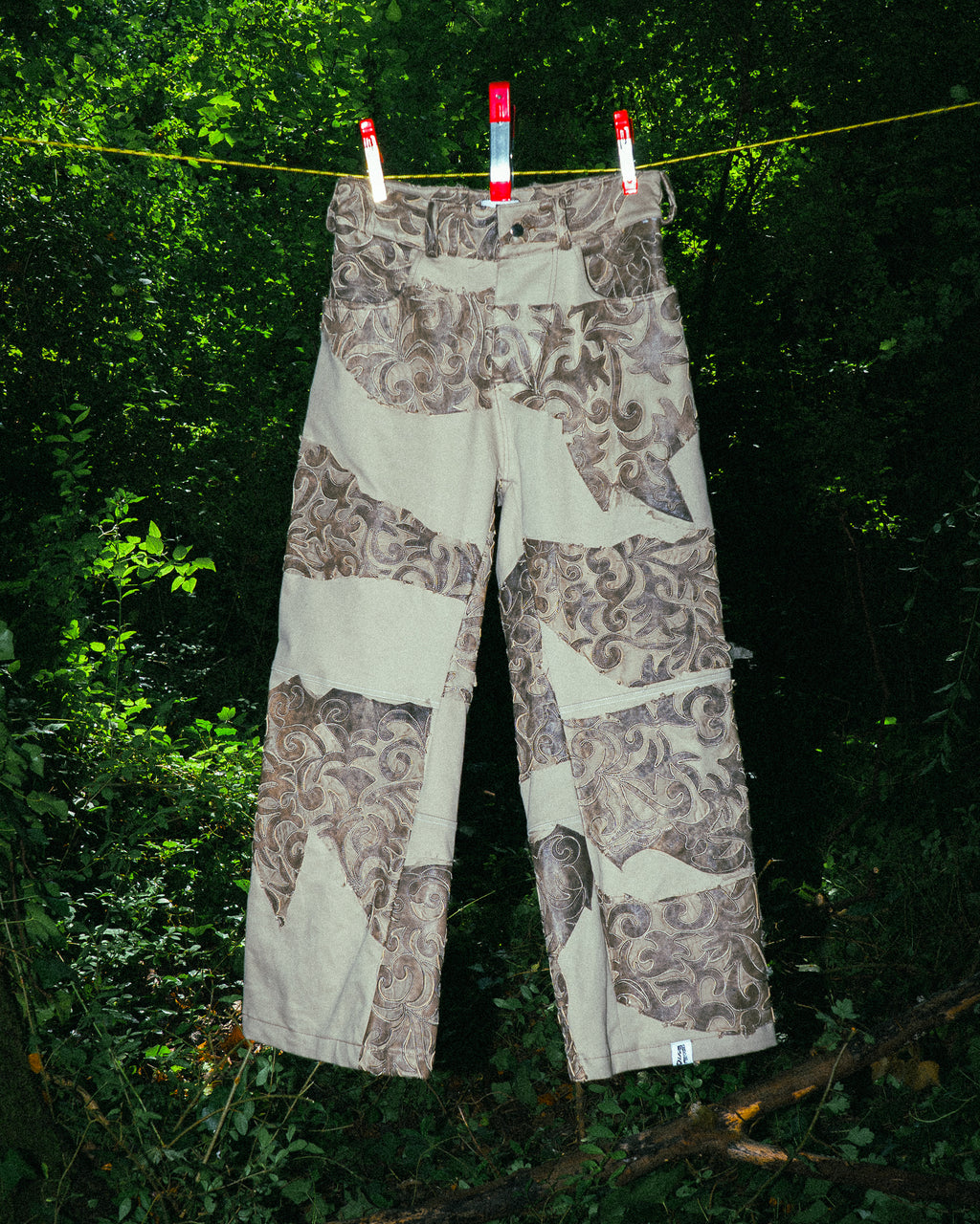 Pantalon Patchwork en Cuir Véritable