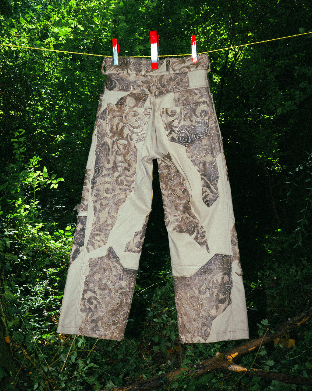 Pantalon Patchwork en Cuir Véritable