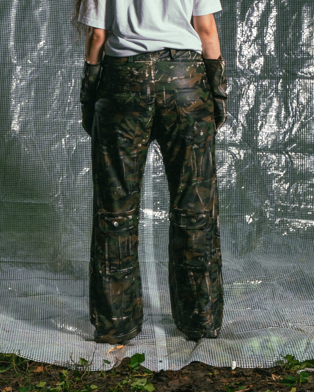Pantalon en Similicuir Camo
